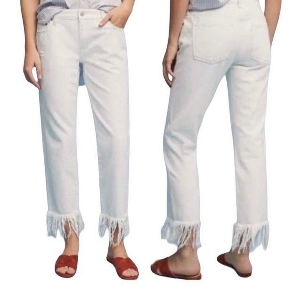 Pilcro and the Letterpress Hyphen Straight Leg Distressed Fringe Jeans Size 26